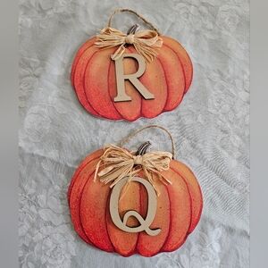NEW Ashland Fall Pumpkin Wall Decor‎ 2 Pieces - Letters Q & R